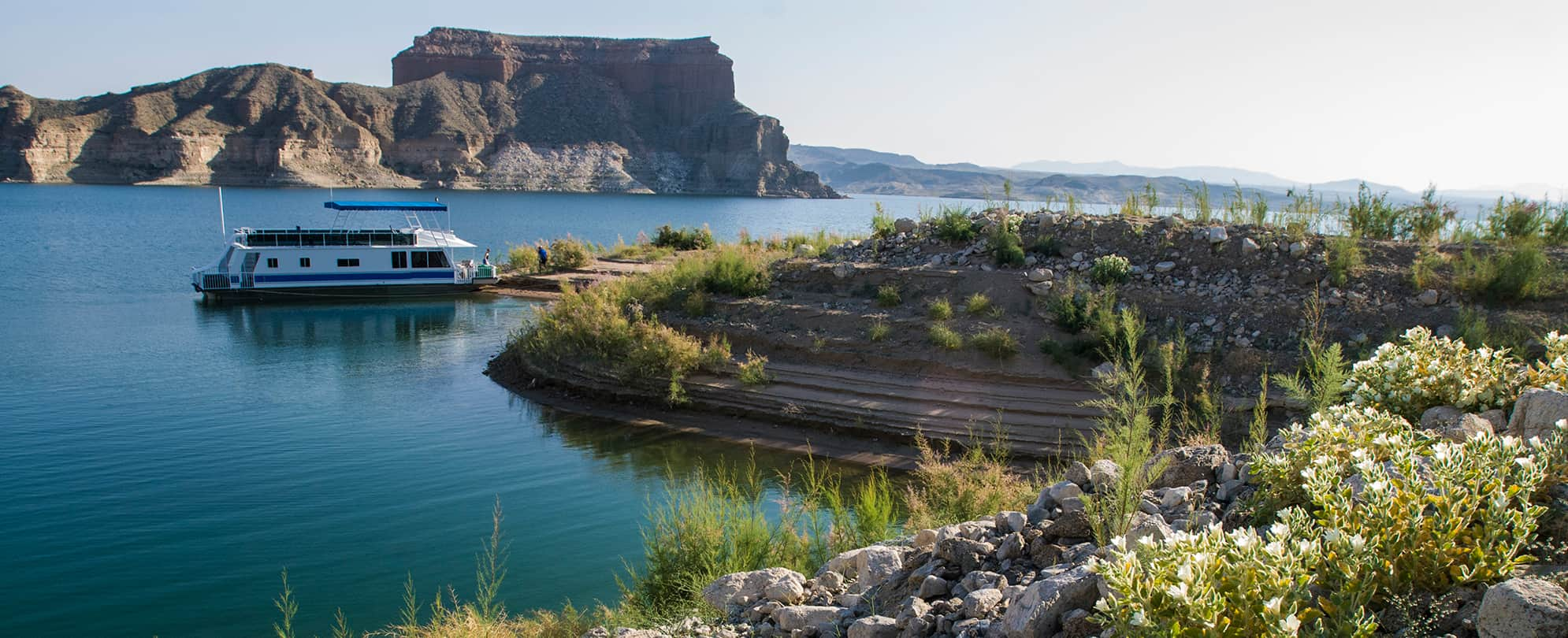 A boat on Lake Mead near Las Vegas, Nevada.