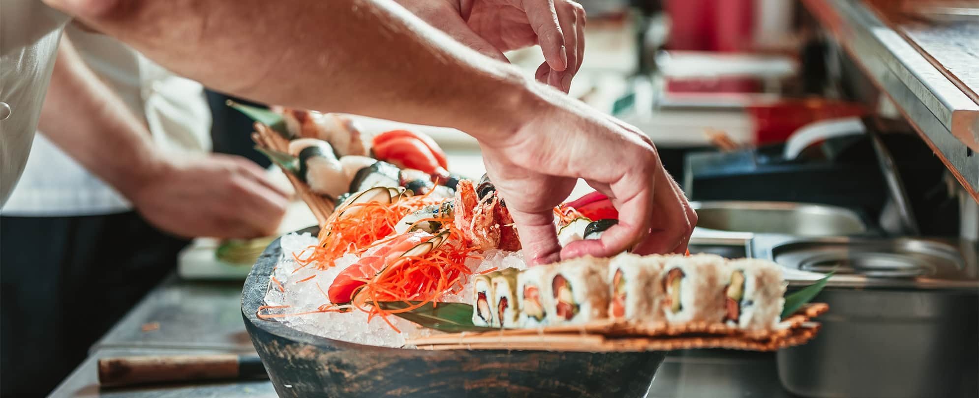 A plate of sushi at a restaurant in Park City, Utah.