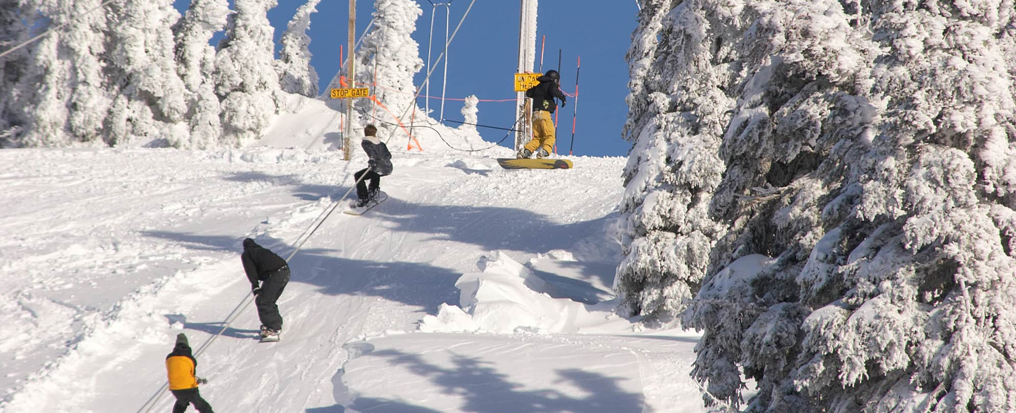 People skiing at Utah Olympic Park in Park City.